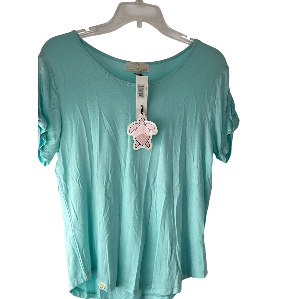 Simply Southern Womens‎ Short Sleeve Top Blue Relaxed Fit Turtle Tee